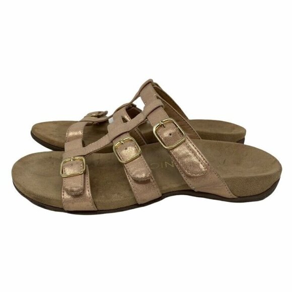 Vionic Misa Slides Sandals Shoes Comfort Gold 8 - Picture 3 of 9